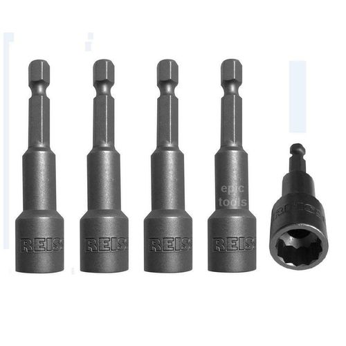 Reisser NS11BHL Impact Magnetic Bi-Hex Nut Setter 5-Pieces, 11 mm Diameter x 65 mm Length