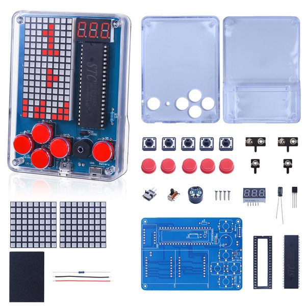 DIY Soldering Game Kit, PEMENOL 4 Retro Games Electronics Learning Soldering Project Kit, with Brightness Adjustable Music Switch for STEM Education School Christmas Family Friends