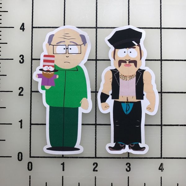Mr. Garrison and Mr. Slave 4" Tall Vinyl Decal Sticker Set