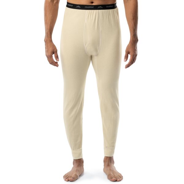 ColdPruf Men's Authentic Dual Layer Wool Plus Blend Base Layer Thermal Underwear Pant, Oatmeal, Large