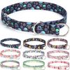 Serijoars Martingale Dog Collar - No-Pull Training Collar with Flower Multicolor Cute Patterns and Slidable Stop Ring (L, Skull)