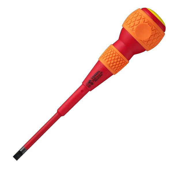 VESSEL Ball Grip Insulated Screwdriver - 6 x 1.0 x 100 - Prevents Electric Shock, VDE Standard Certified, 200