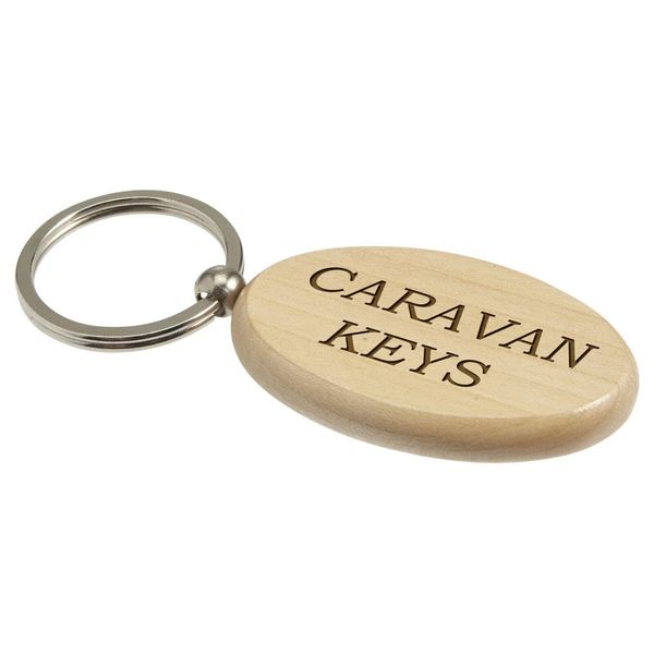 County Engraving Caravan Keys Oval Wooden Keyring Key Ring