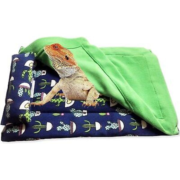 Bearded Dragon Bed Reptile Sleeping Bag with Pillow and Blanket Small Blue