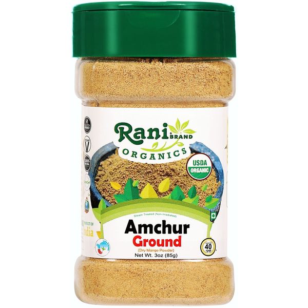 Rani Organic Amchur Ground (Dry Mango Powder) Spice 3oz (85g) PET Jar