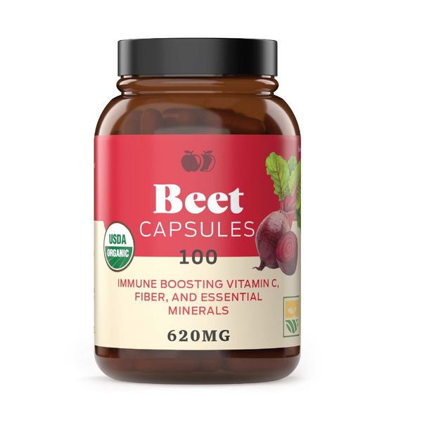 Organic Beet Root Capsules - Made in USA, Boost Energy, Stamina, Nitric Oxide