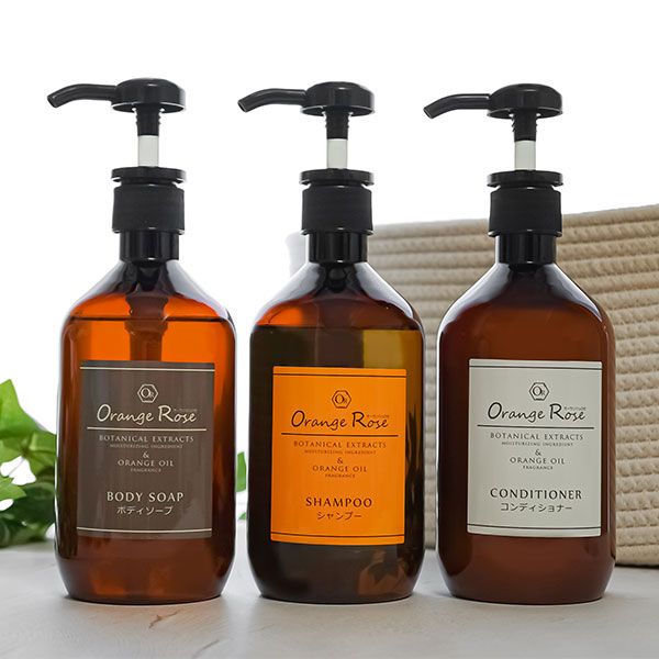 Orange Rose 3-piece set Shampoo, conditioner and body soap | Orange Rose orange rose Ryokan Hotel Amenities Professional Commercial Supplies Natural orange oil Facial wash Orange Rose Hot spring