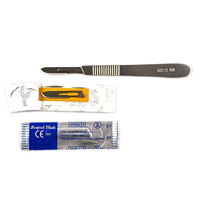 10 Sterile Surgical Blades #22 with Scalpel Knife Handle #4