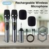 Wireless Microphone Rechargeable Dual UHF Microphone Handheld with Receiver
