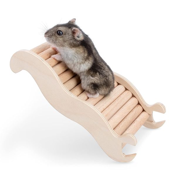 Niteangel Hamster Climbing Toy Wooden Ladder Bridge for Hamsters Gerbils Mice and Small Animals (Small - 6.3'' L)