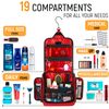 Travel Toiletry Bag for Men and Women - Large Hanging Toiletry Organizer - Waterproof Hygiene Bag with Metal XXL Swivel Hook, with YKK Zippers and 19 Compartments for Toiletries, Makeup, Cosmetics