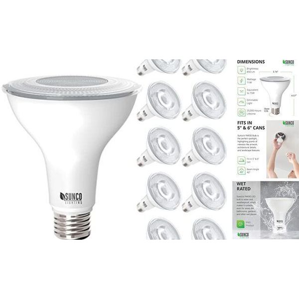 10 Pack PAR30 LED Bulbs, Flood Light 10 Count (Pack of 1) 2700K Soft White