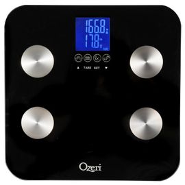 Ozeri Touch 440 lbs Total Body Weight Scale (Body Fat, Muscle, Bone, Weight & Hydration), Auto Recognition Bath Scale with Infant Tare