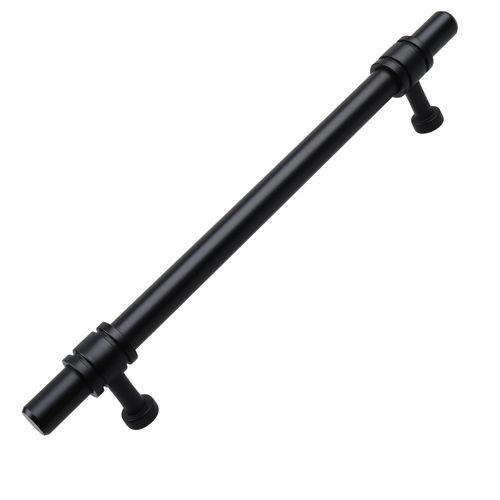 GlideRite Hardware 4340-160-MB 6-5/16 in. CC Solid Steel Barrel Ring Cabinet Bar Pulls, 6-5/16 in., Matte Black Finish… (10)