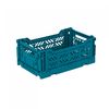 Ay-Kasa Folding Crate, Sturdy Folding Box, Plastic, Stackable, Peacock Green, Mini (27 x 17 x 11 cm)