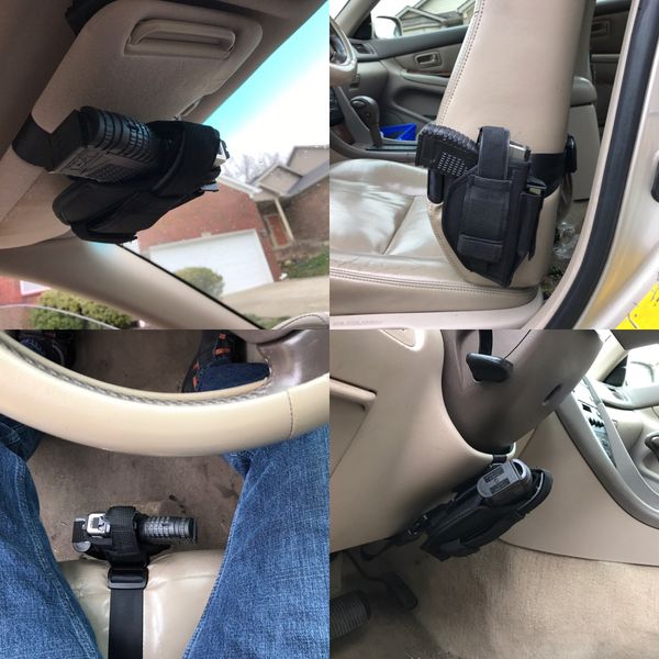 Universal Vehicle Mount Car Truck Gun Pistol Conceal Ambidextrous Holster w/mag Pouch