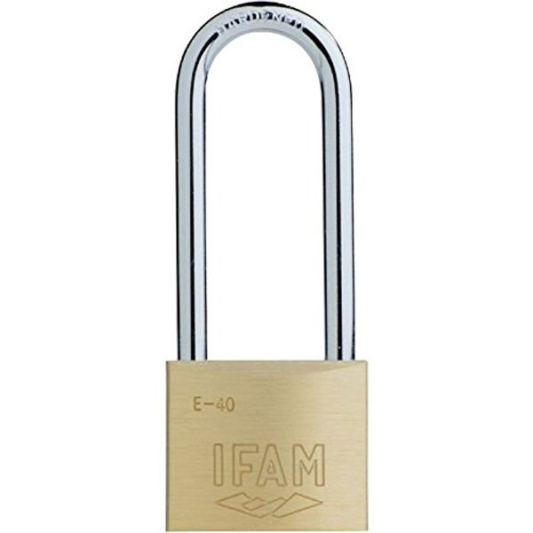 Ifam E Series Extra Long Shackle 40mm Brass Padlock - Keyed to differ