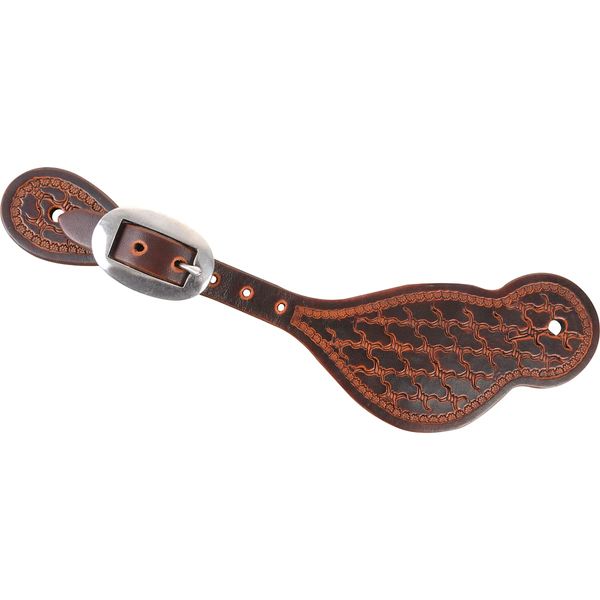 Martin Saddlery Tombstone Weathered Antique Spurstraps with Twisted Wire Tooling, Natural