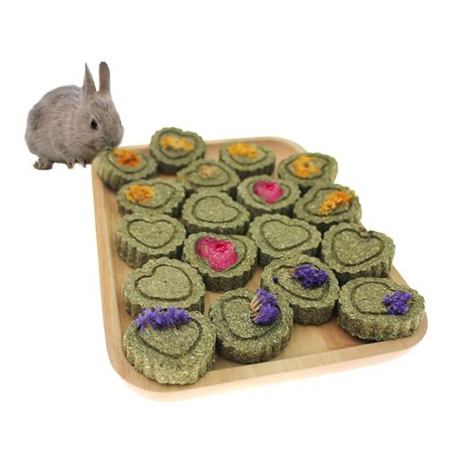 36Pcs Bunny Chew Toys,Natural Timothy Hay Handmade Grass Cakes Molar Treats for Bunny Chinchilla Guinea Pig Dwarf Rabbit Improves Teeth Health
