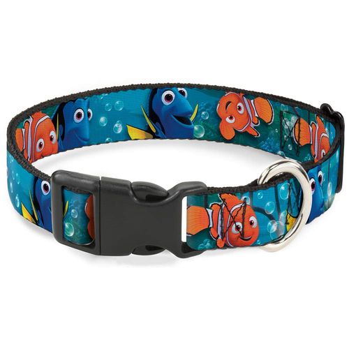 Buckle-Down Plastic Clip Collar - Nemo & Dory Poses - 1/2" Wide - Fits 6-9" Neck - Small