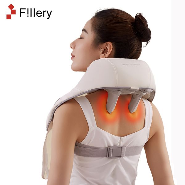 FiIIery Wireless Neck Shoulder Trapezius Massager Waist Acupressure Upgrade 6 Head Rechargeable Massager