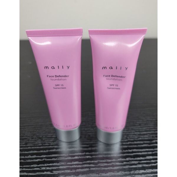 Lot Of 2 Mally Face Defender BB Cream Foundation in DEEP W/ SPF 15 1.8 fl oz