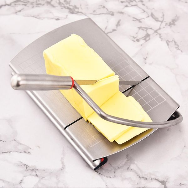 WGPG Stainless Steel Cheese Slicer Cutter, Multipurpose Cheese Slicer Food Cutter with Blade, Cheese Cutter Board Accurate Size Scale for Cutting Cheese Butter Vegetables Sausage Herbs & More