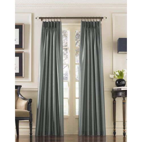 Curtainworks Marquee Faux Silk Pinch Pleat Curtain Panel, 30 by 108", Teal