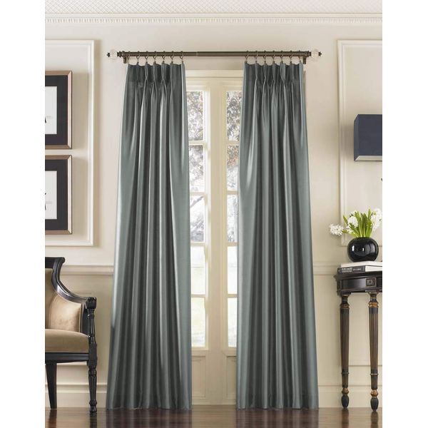 Curtainworks Marquee Faux Silk Pinch Pleat Curtain Panel, 30 by 108", Teal