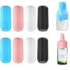 NELSHP 漏れ防止カバー トラベルサイズ トイレタリー用 8パック シリコントッパースリーブ 旅行用トイレタリーボトル用 ストレッチトラベルアクセサリー シャンプーローションコンテナ用, ブルー/ブラック/ホワイト/ピンク。, モダン。