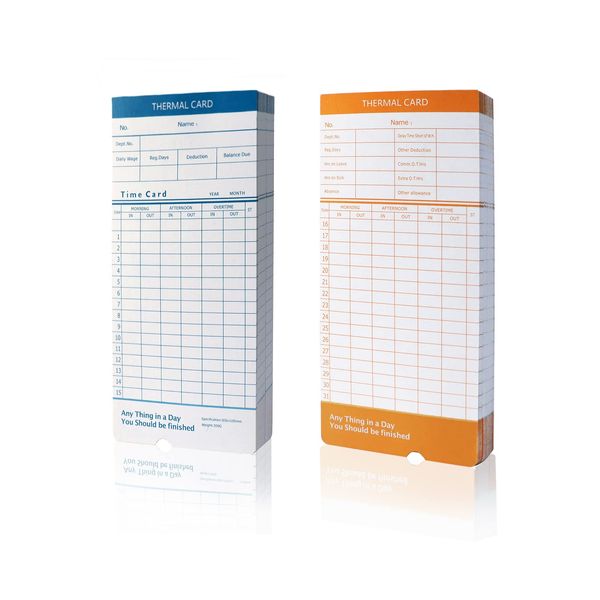 JIAN BOLAND Thermal Time Cards 50pcs,Monthly, 2-Sided,7.3×3.3inches Weekly Employee Time Sheet for Thermal Punch Clock