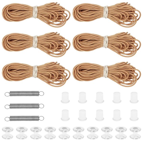 RV Pleated Shade Repair Kit, Camper Van Window Shades Blind String Repair Replacement Kit for Travel Trailer Day and Night Pleated Shade, Includes 6 Cords, 10 Cord Retainers, 10 Bushings, 3 Springs