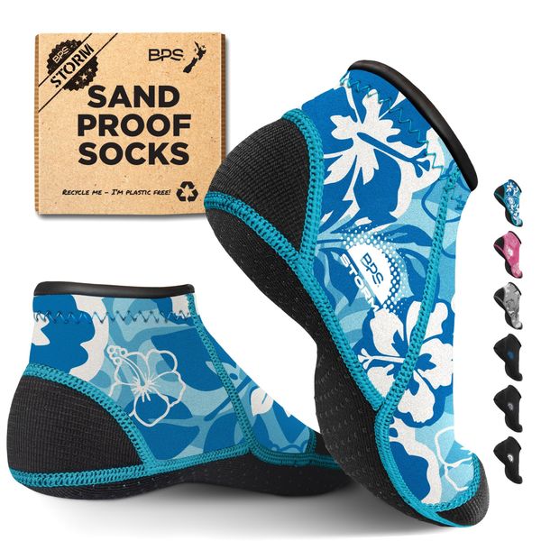 BPS Storm Neoprene Socks (Floral Blue V2, XL)