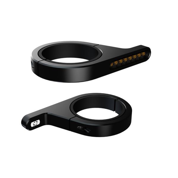 Oxford DarkTurner - Motorcycle Sequential Fork Mounted Indicators. EL367, Black