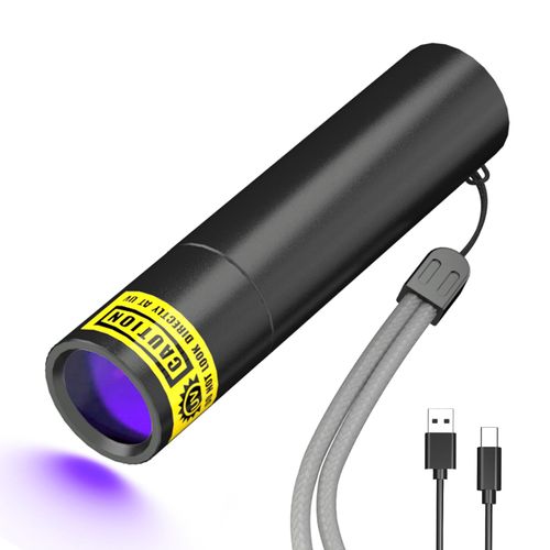 SEVENKA Black Light UV Flashlight, Rechargeable 365nm Ultraviolet Light, Mini & Powerful LED Blacklight for Dog/Cat Pet Urine, Gel Nail Curing, Scorpion Finder, Leak Detection