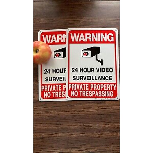 2-Pack Private Property No Trespassing Sign, Video Surveillance Signs Outdoor