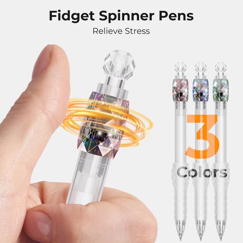 JIMMIDDA 8 Pcs Gel Pens - 0.5mm Fidget Rotating Black Ink Fine Point Smooth Writing - Soft Grip Quick-dry Gel Pens for Journaling, Cute School & Office Supplies for Women Men