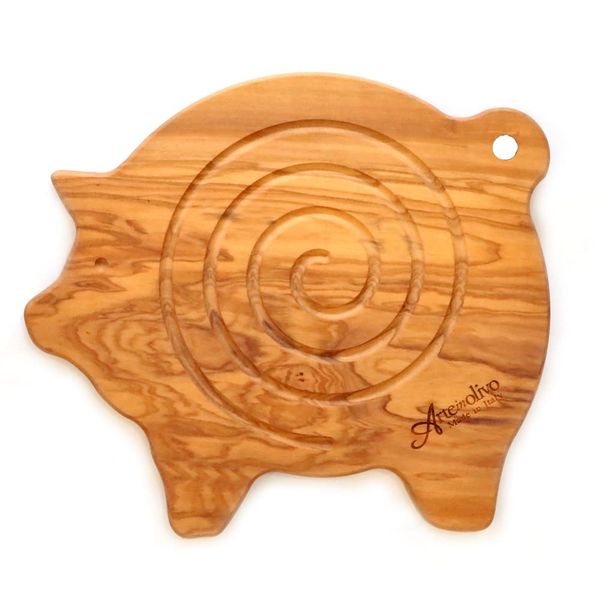 [arteinolivo] Olive Wood Trivet, (Pig)