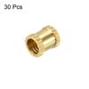 sourcing map Knurled Insert Nuts - 30Pcs M3 x 5mm Length x 4mm OD Female Thread Brass Threaded Insert Embedment Nut for 3D Printer