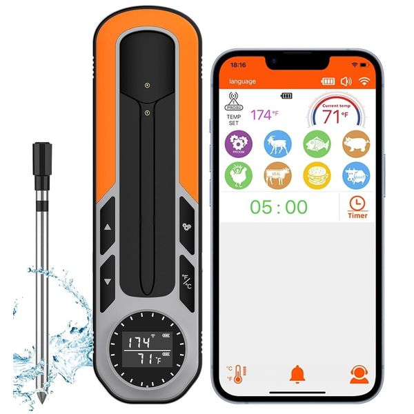 500FT Truly Wireless Smart Meat Thermometer, Bluetooth Meat Thermometer with APP