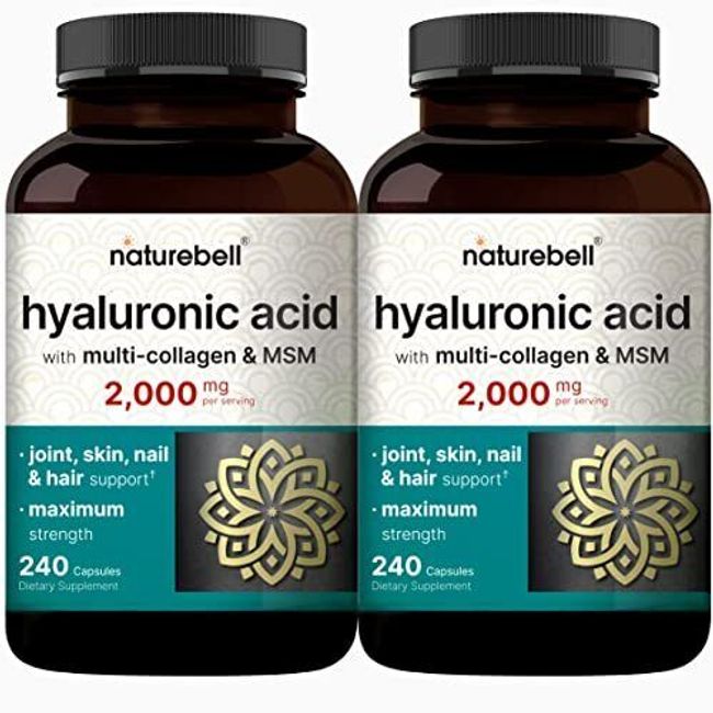 2 Pack HYALURONIC ACID With Multi Collagen and MSM 180 Count  Each Naturebell