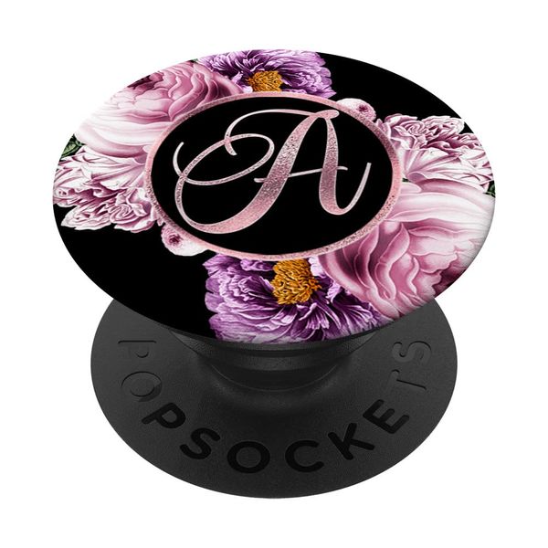 Blush Initial Letter A Monogram Lilac Violet Floral PopSockets Swappable PopGrip