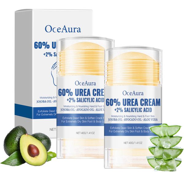 2 PCS Urea Cream 60 Percent for Feet Urea Foot Cream Cracked Heel Repair Cream Dry Skin Deep Moisturizing Foot Care Callus Remover Soften for Feet Knees Hand