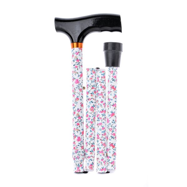 Ability Superstore Folding Walking Stick Pink Flowers 29-33-inch Adjustable Height