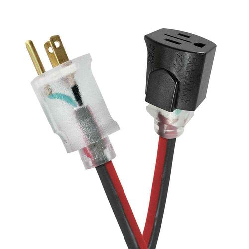 Husky 50 ft. 14/3 Single Lighted Locking Extension Cord Red and Black