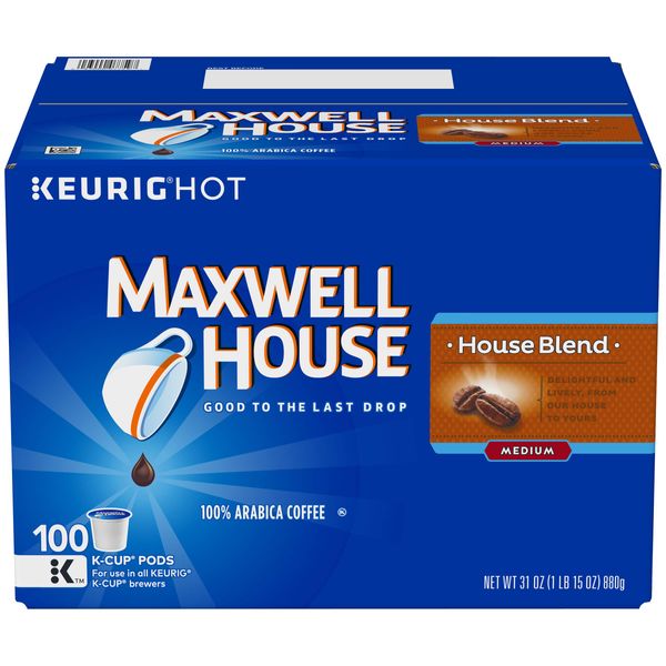 Maxwell House House Blend Medium Roast K-Cup Coffee Pods (100 Pods)