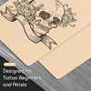 Jconly Tattoo Practice Skins with Transfer Paper - 35Pcs Tattoo Fake Skin and Stencil Paper Kit Includes 25Pcs Tattoo Paper and 10Pcs Double Sided Tattoo Skin Practice