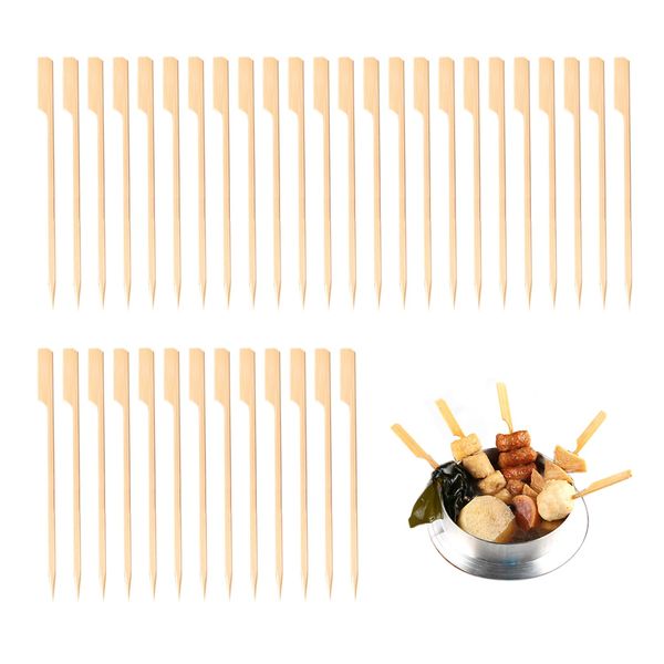 100pcs Bamboo Skewers Sticks, Wooden Skewers BBQ Sticks, Kebabs, Eco-Friendly Wooden Skewers, BBQ Wooden Paddle Sticks, Party Essentials for BBQ, Fruit, Cake Decorating (15cm)