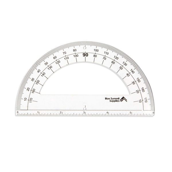 Blue Summit Supplies 30 Clear Plastic Protractors, 6 Inch, 180 Degrees, Classroom Set of Kids Protractor Rulers for Geometry and School Use, 30 Pack