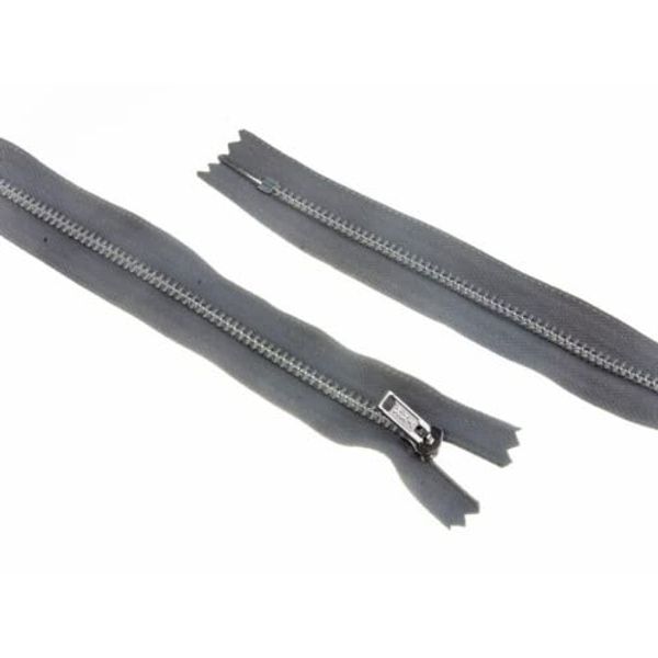 Silver Metal Closed End Trouser Zips 25cm Light Grey - Each